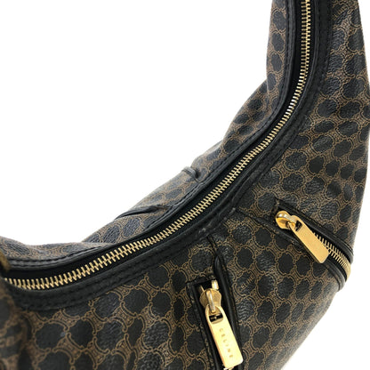 CELINE Macadam  Front zip Shoulder bag Hobobag Black Vintage Old 5hcxy3