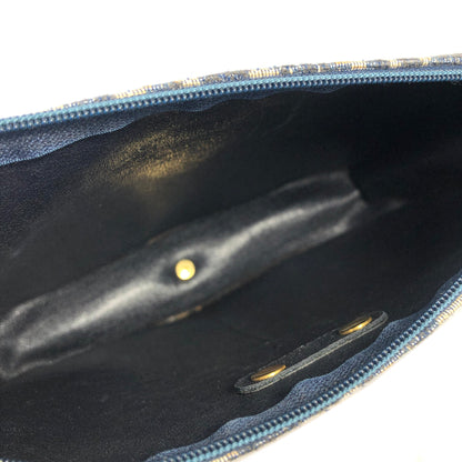 Christian Dior Logo Trotter Oblique Round Jacquard Shoulder bag Navy Vintage Old bpd7zc