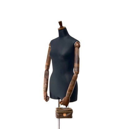 CELINE Macadam Blason embossed PVC leather vanity mini bag handbag brown vintage old celine emvwvv