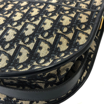 Christian Dior Logo Trotter Oblique Round Jacquard Shoulder bag Navy Vintage Old bpd7zc