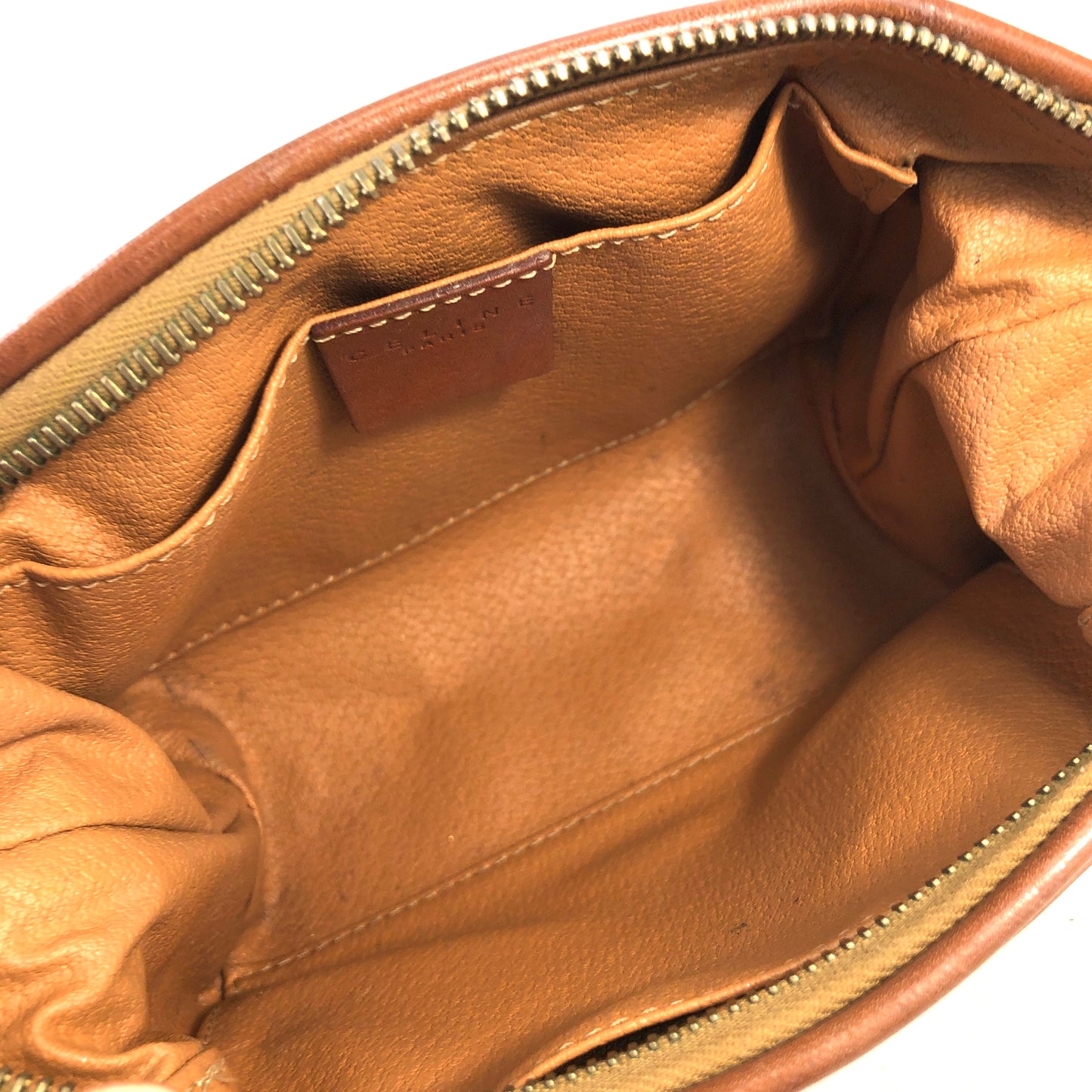 CELINE Macadam Blason logo Pouch Brown Vintage Old CELINE y44z72