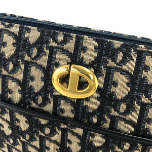 Christian Dior Logo Trotter Oblique Round Jacquard Shoulder bag Navy Vintage Old bpd7zc