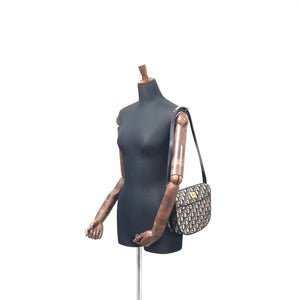 Christian Dior Logo Trotter Oblique Round Jacquard Shoulder bag Navy Vintage Old bpd7zc