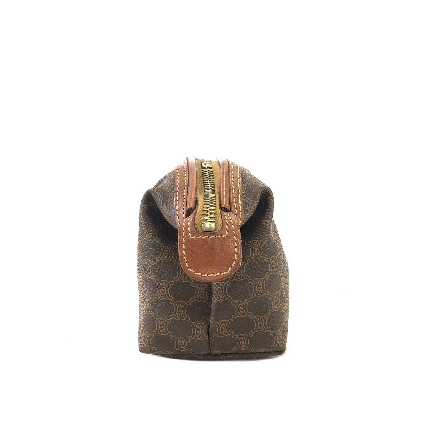 CELINE Macadam Blason logo Pouch Brown Vintage Old CELINE y44z72