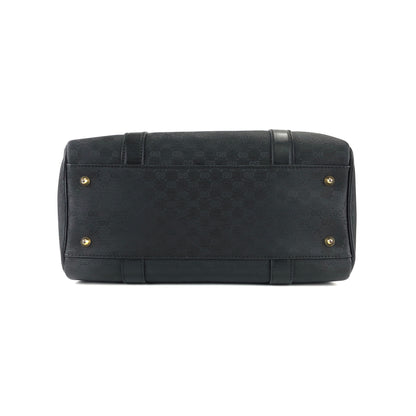 GUCCI GG Embossed Micro GG PVC Leather Mini Boston Front Pocket Handbag Black tcitd7