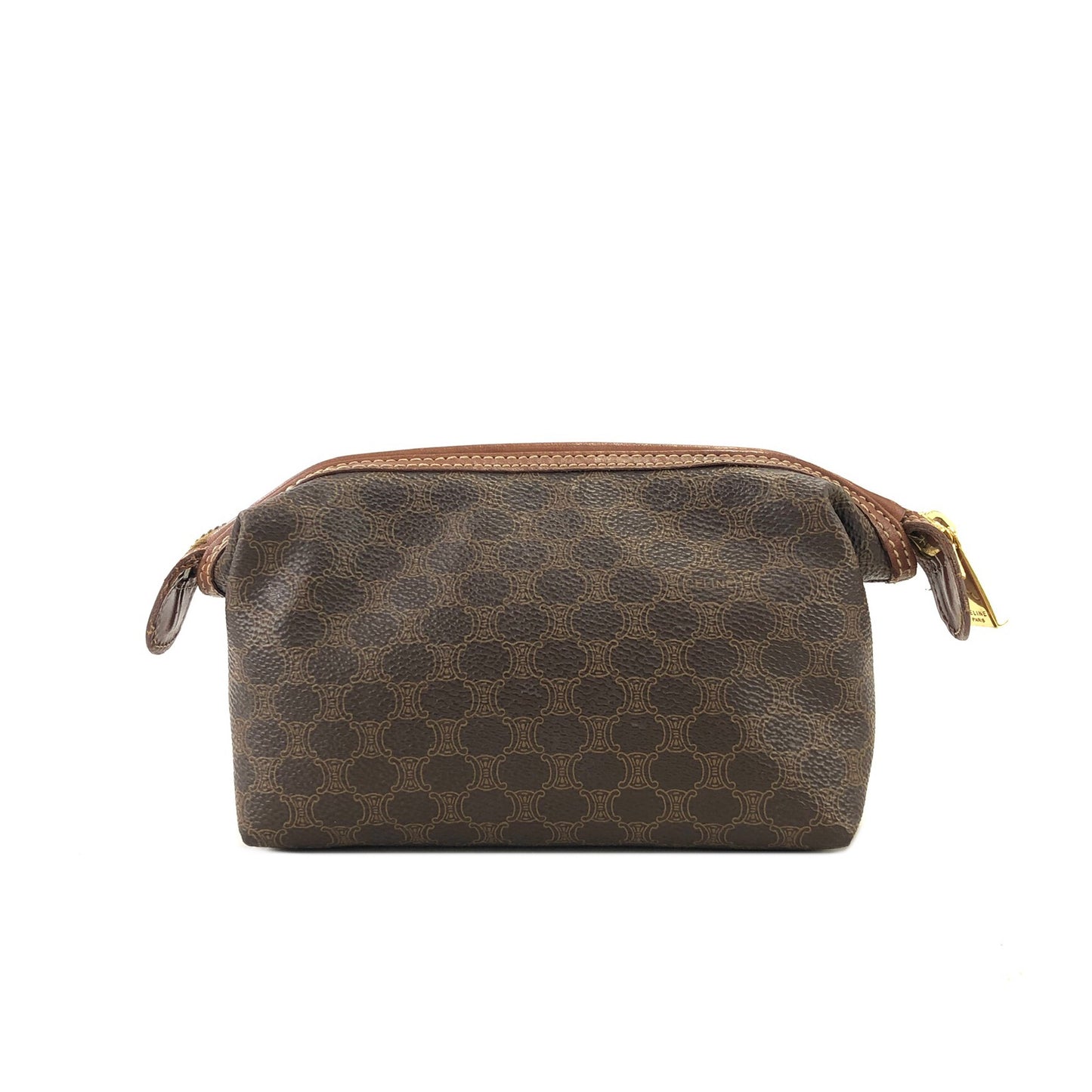 CELINE Macadam Blason logo Pouch Brown Vintage Old CELINE y44z72
