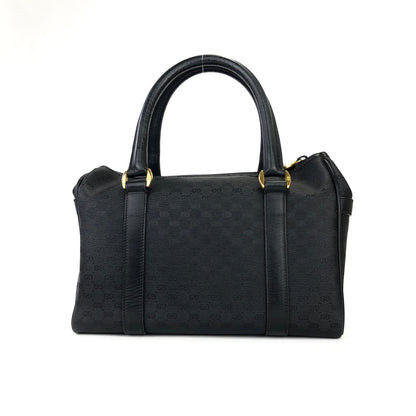 GUCCI GG Embossed Micro GG PVC Leather Mini Boston Front Pocket Handbag Black tcitd7