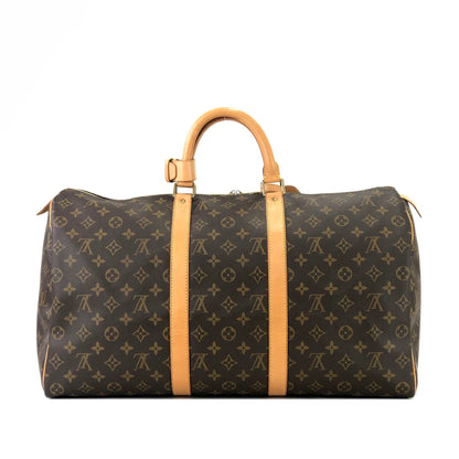 LOUIS VUITTON Monogram Keepol 50 M41426 Boston bag Brown Vintage Old rim42h