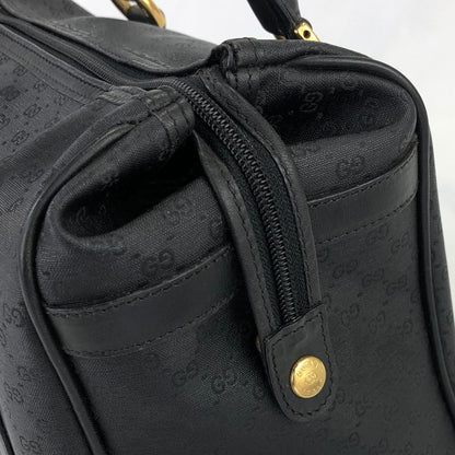 GUCCI GG Embossed Micro GG PVC Leather Mini Boston Front Pocket Handbag Black tcitd7