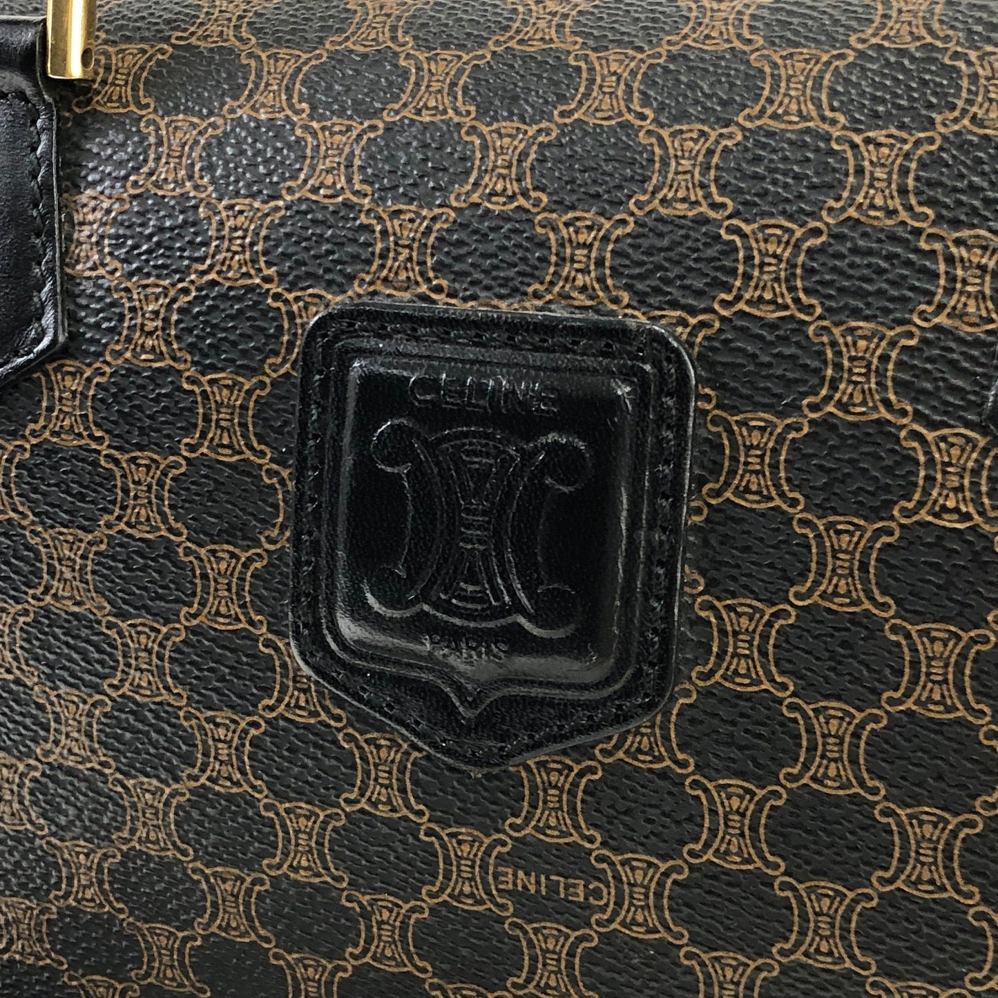 CELINE Macadam Blason Embossed Bostonbag Handbag 2way Black Vintage Old CELINE pzauu6