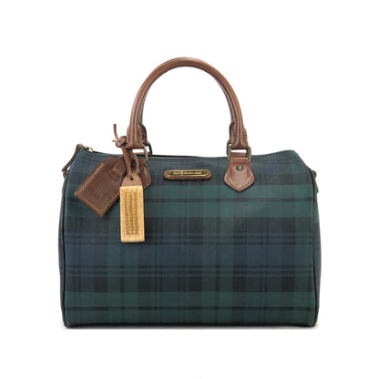 RALPH LAUREN Logo Black watch check Mini Boston bag Handbag Green Vintage Old mdtdg7