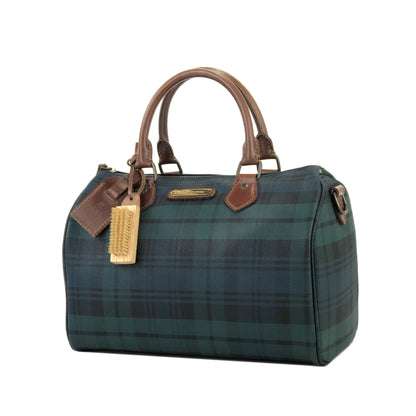 RALPH LAUREN Logo Black watch check Mini Boston bag Handbag Green Vintage Old mdtdg7