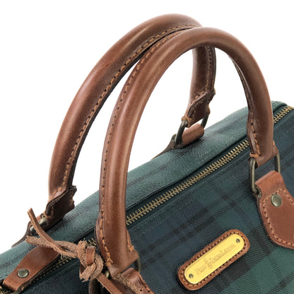 RALPH LAUREN Logo Black watch check Mini Boston bag Handbag Green Vintage Old mdtdg7