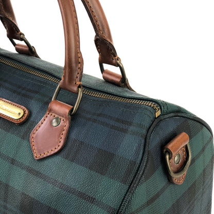 RALPH LAUREN Logo Black watch check Mini Boston bag Handbag Green Vintage Old mdtdg7