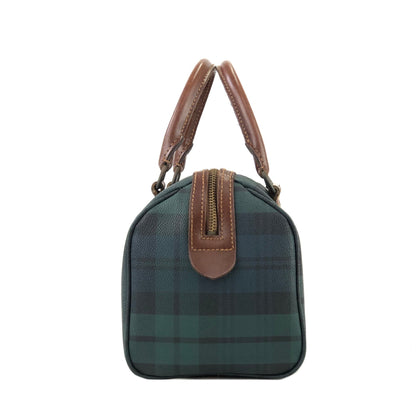 RALPH LAUREN Logo Black watch check Mini Boston bag Handbag Green Vintage Old hvmu8n