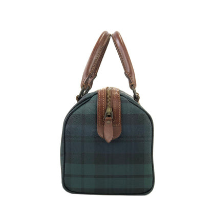 RALPH LAUREN Logo Black watch check Mini Boston bag Handbag Green Vintage Old hvmu8n