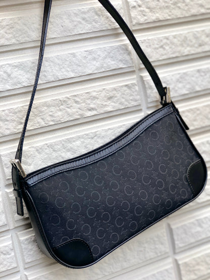 CELINE Macadam 布料 Hobo 手提包 黑色 復古 舊 CELINE 6mfx55