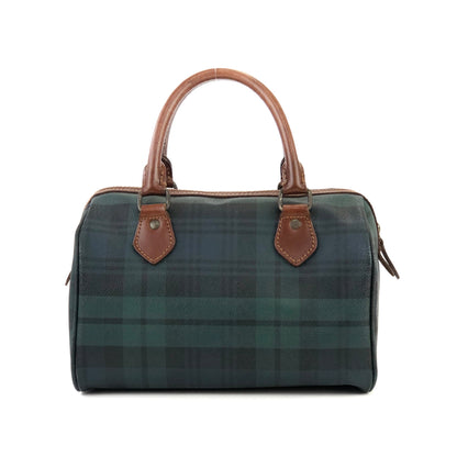 RALPH LAUREN Logo Black watch check Mini Boston bag Handbag Green Vintage Old hvmu8n