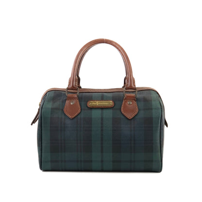RALPH LAUREN Logo Black watch check Mini Boston bag Handbag Green Vintage Old hvmu8n