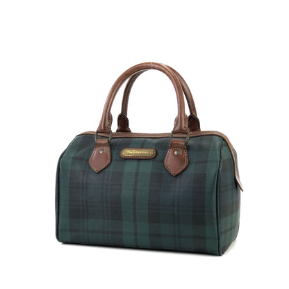 RALPH LAUREN Logo Black watch check Mini Boston bag Handbag Green Vintage Old hvmu8n