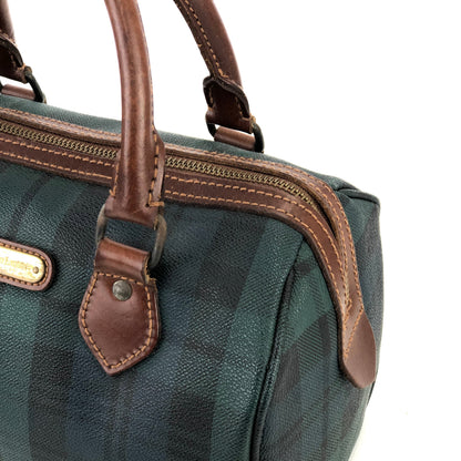 RALPH LAUREN Logo Black watch check Mini Boston bag Handbag Green Vintage Old hvmu8n