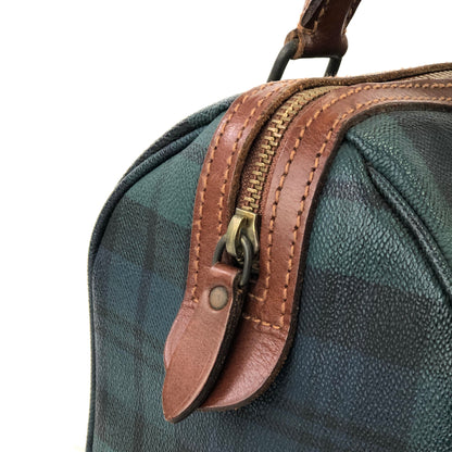 RALPH LAUREN Logo Black watch check Mini Boston bag Handbag Green Vintage Old hvmu8n