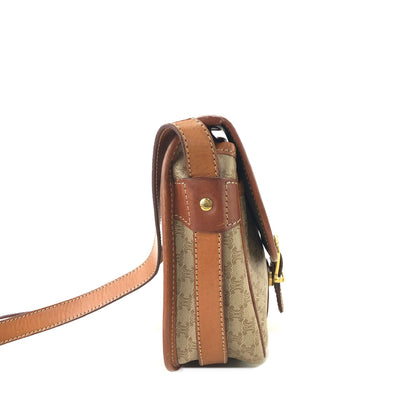 CELINE Macadam Blason Buckle Crossbody Shoulder bag Beige Vintage ydd36n