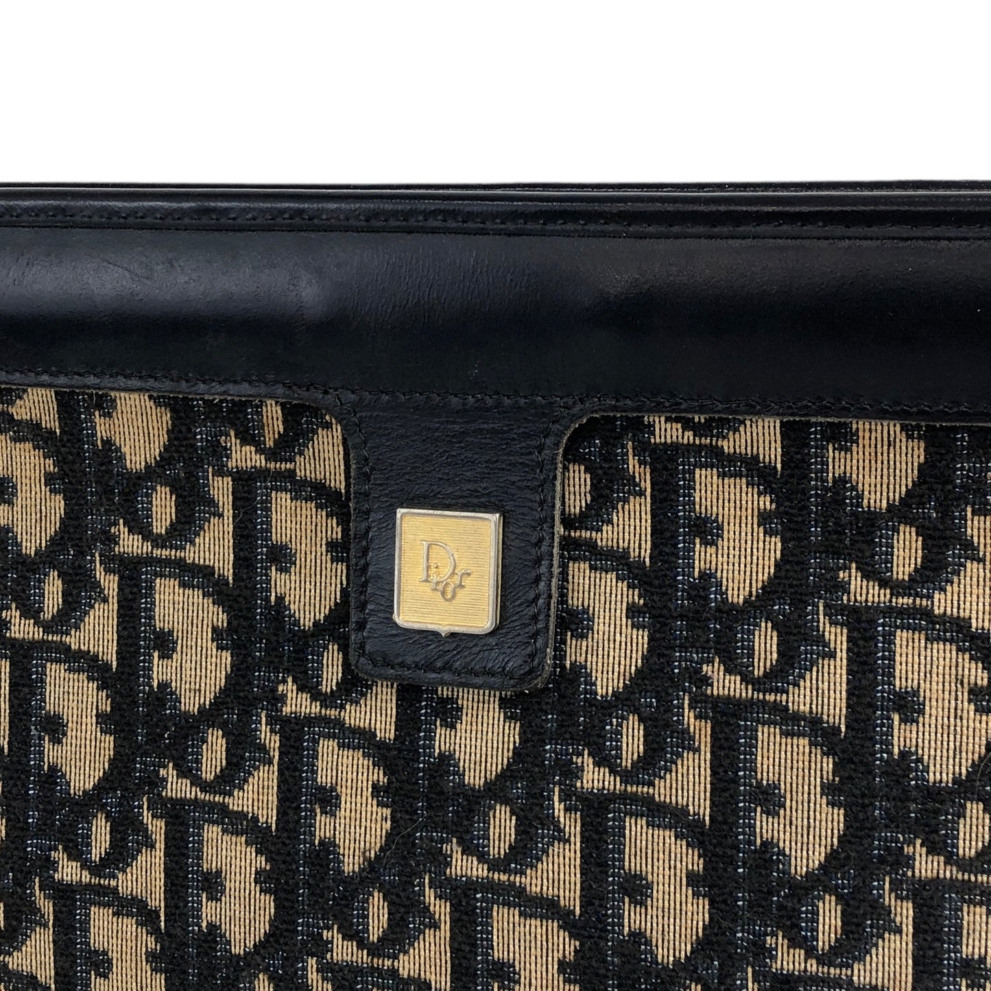 Christian Dior Trotter Jacquard Leather Clutch bag Navy Vintage 7wache