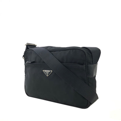 PRADA Triangle Logo Nylon Crossbody Shoulder bag Black Vintage is5rrn
