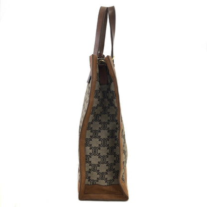 CELINE Blason Canvas Leather Totebag Brown Vintage 28perr