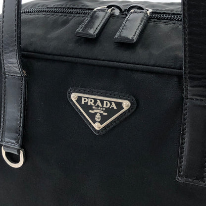 PRADA Triangle Logo Side Pocket Nylon Handbag Black Vintage z7gkye