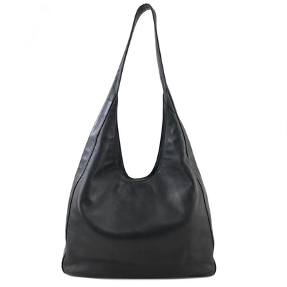 PRADA Logo Motif Embossed Leather Shoulder bag Hobobag Black Vintage b8kas6