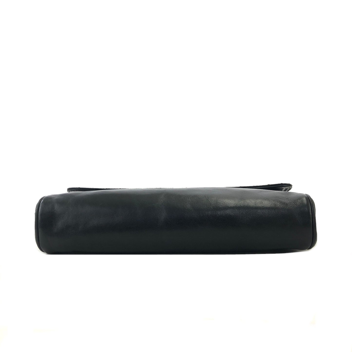CELINE Triomphe Bias-Stitch Chain Leather Crossbody Shoulder bag Black Vintage 27fj2y