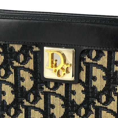 Christian Dior Trotter Logo Jacquard Leather Shoulder bag Navy Vintage i2dwx3