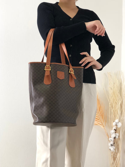 CELINE Macadam Blason Handbag Totebag Brown Vintage ui3dbx