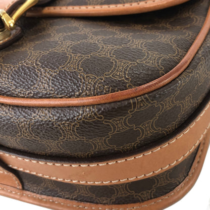 CELINE Macadam Blason Buckle Crossbody Shoulder bag Brown Vintage yge8nd