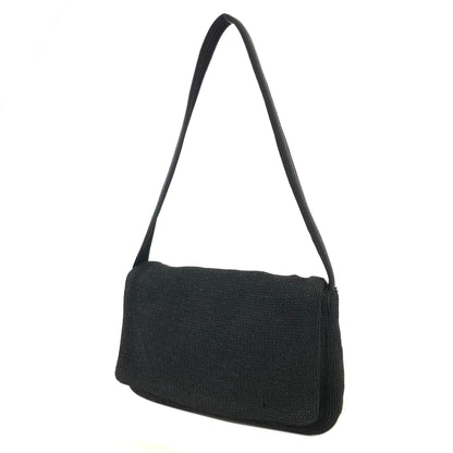 PRADA Triangle Logo Knit Shoulder bag Hobobag Black Vintage bdfyh6