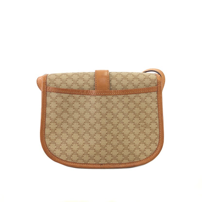CELINE Macadam  PVC Leather Crossbody Shoulder bag Beige Vintage kshxk6