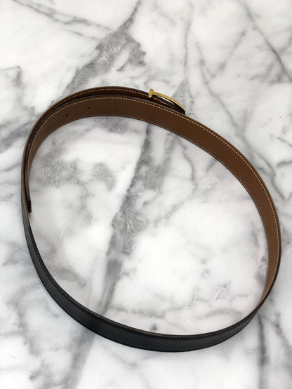 HERMES Leather Belt Black Vintage ydv6pp