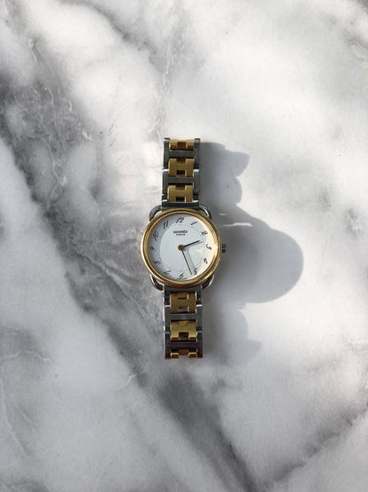 HERMES Arceau Steel Quartz Watch 784587 Silver Vintage 5v5ud6