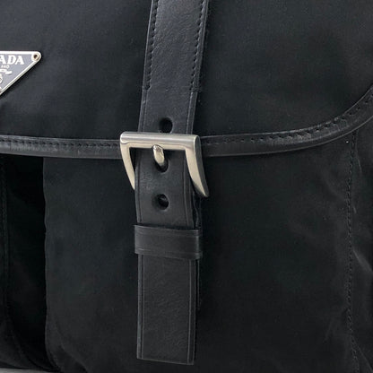 PRADA Triangle Logo Nylon Shoulder bag Black Vintage rm8y87