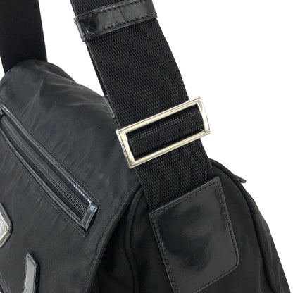 PRADA Triangle Logo Logo Motif Nylon Shoulder bag Black Vintage drwpjp