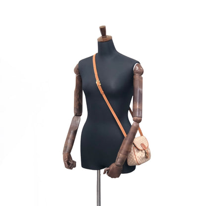 CELINE Macadam Front Buckle Flap Small Shoulder bag Crossbody Beige Vintage wbbars