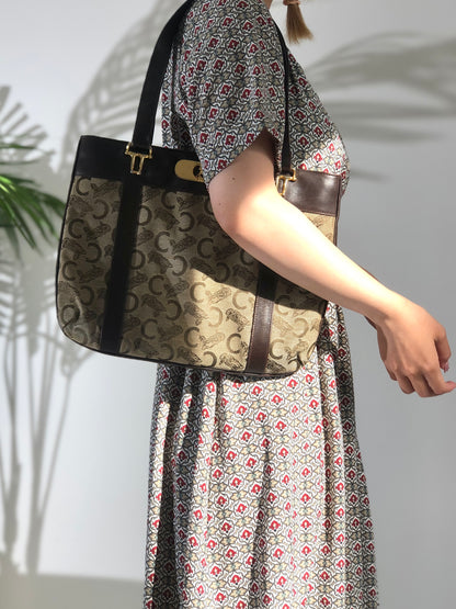 CELINE 馬車 C 款 Macadam 提花皮革 棕色 復古 ghbv7g 
