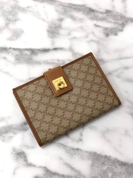 未使用‼️CELINE Vintage ♡ Macadam Wallet Vintage 90s Authentic Celine Macadam Kisslock Compact Wallet