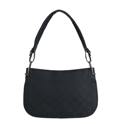 GUCCI GG Canvas Canvas Leather Handbag Hobobag Black Vintage 7ndgi5