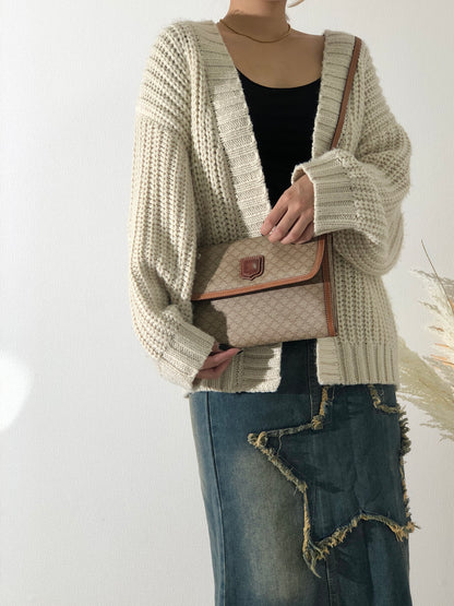 CELINE Macadam Blason Shoulder bag Beige Vintage 45hti2
