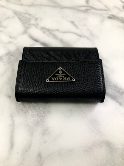 PRADA Triangle Logo  Saffiano Leather  Black Vintage yh2cer