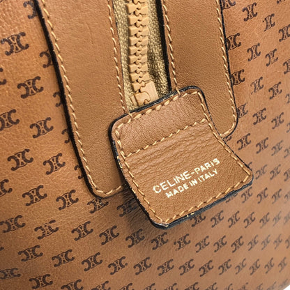CELINE Triomphe PVC 皮革手提包波士頓包棕色復古 v4ikr4 