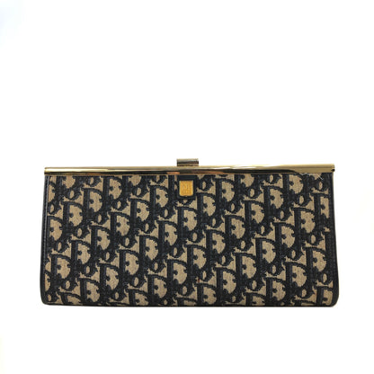 Christian Dior Trotter Logo Metal Clasp Jacquard Clutch bag Navy Vintage u6yt88
